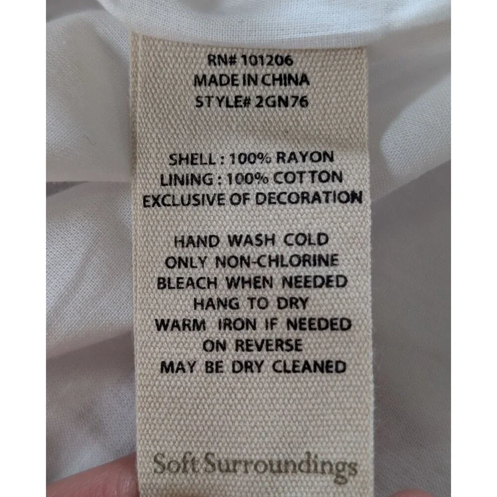 Soft Surroundings Dress Women's XL Daisha Gauze White Embroidery Boho Preppy - Picture 8 of 11